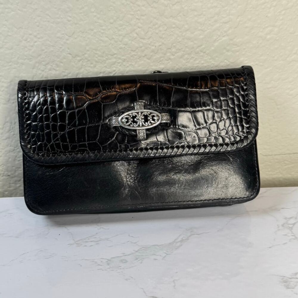 Vintage Brighton Black Croc Embossed Smooth Leather‎ Wallet